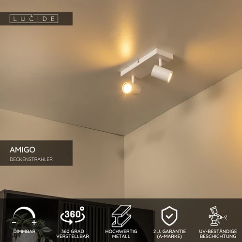 Lucide AMIGO - Deckenstrahler - 2xGU10 - Weiß - USP